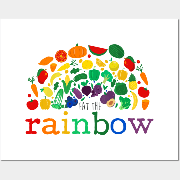 Eat the Rainbow - Vegetable, Vegan, Vegetarian, Plant Based Diet Wall Art by KellyDesignCompany